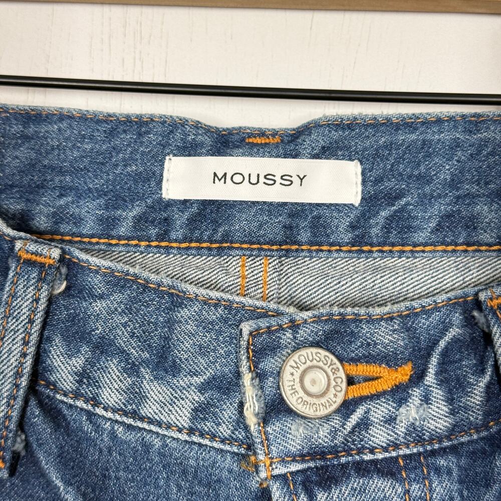 Moussy VIntage Patchwork Jeans Size 27 Blue Denim Button Fly Distressed Boho - Picture 9 of 11